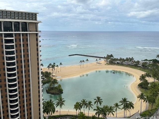 property view of water with a beach view