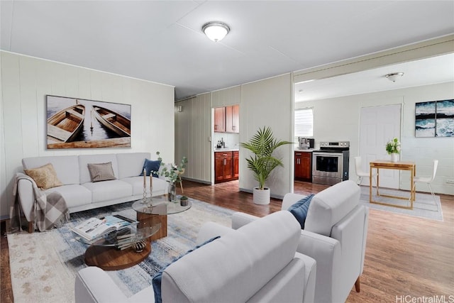 living area featuring light wood-type flooring