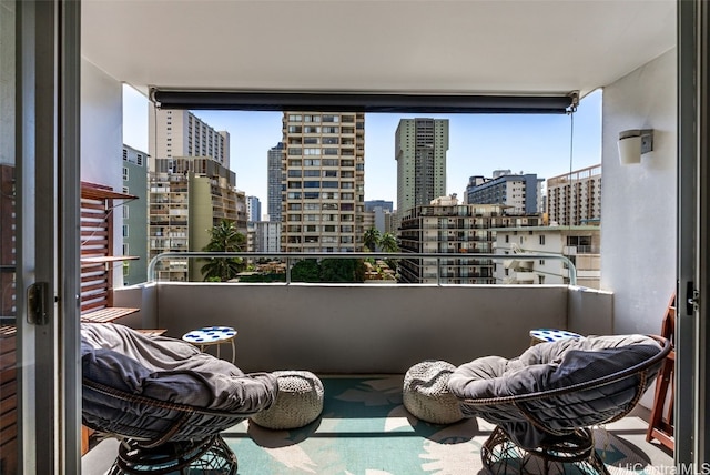 balcony with a view of city