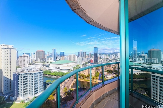 balcony with a view of city