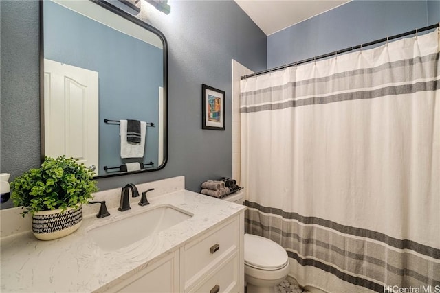 full bathroom with toilet and vanity