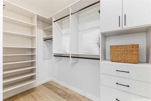 walk in closet featuring light wood-type flooring