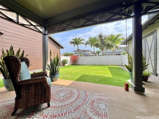 view of patio featuring a fenced backyard