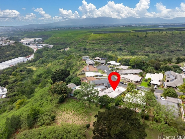 bird's eye view with a mountain view