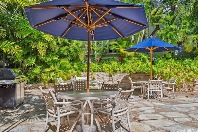 view of patio / terrace with outdoor dining area and grilling area