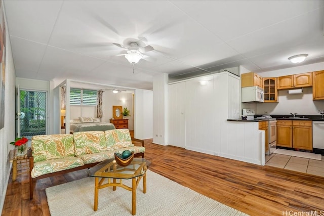 living room featuring light wood-type flooring