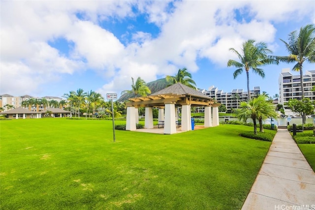 view of home's community featuring a lawn and a gazebo