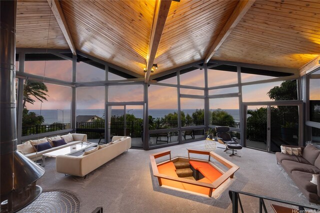 1826 Laukahi St, Honolulu, HI 96821 - sunroom / solarium with an outdoor hangout area, plenty of natural light, and a water view