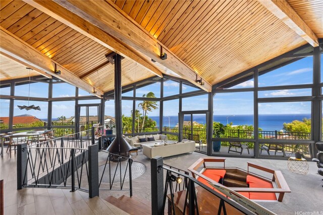 1826 Laukahi St, Honolulu, HI 96821 - sunroom featuring a water view and rail lighting