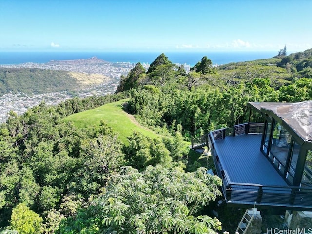 bird's eye view featuring a forest view