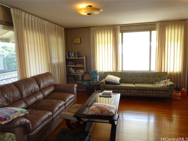 living area with wood finished floors