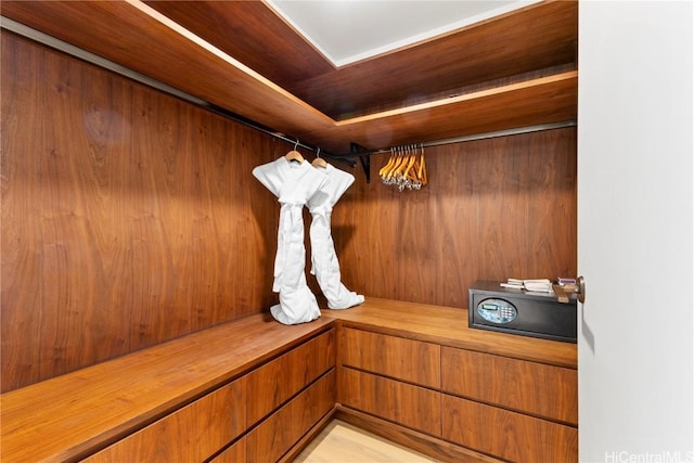 interior space with a sauna and wood ceiling