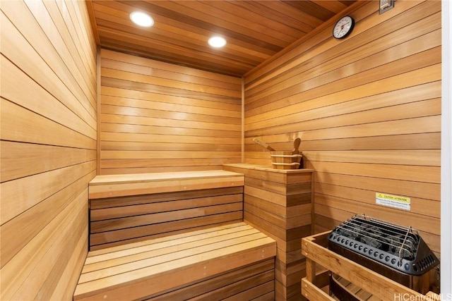 view of sauna with recessed lighting