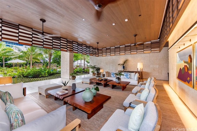 view of patio / terrace with outdoor lounge area and ceiling fan