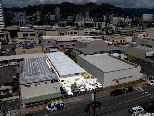 birds eye view of property with a city view