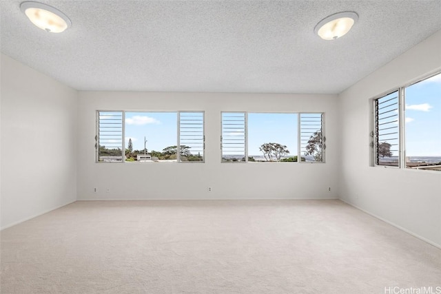 carpeted spare room featuring a textured ceiling and a wealth of natural light