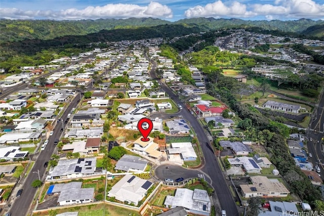 bird's eye view with a residential view and a mountain view