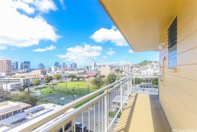 balcony with a view of city