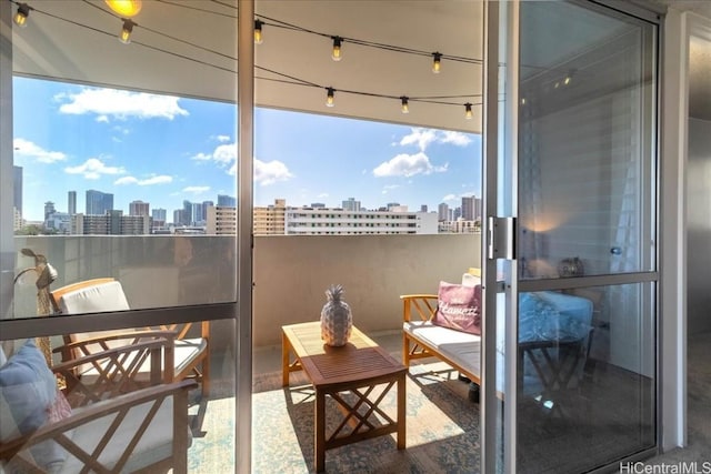 balcony with a view of city