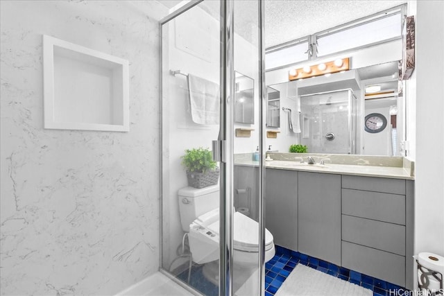 1325 Wilder Ave Unit 5, Honolulu, HI 96822 - bathroom featuring toilet, a shower stall, vanity, and tile patterned floors