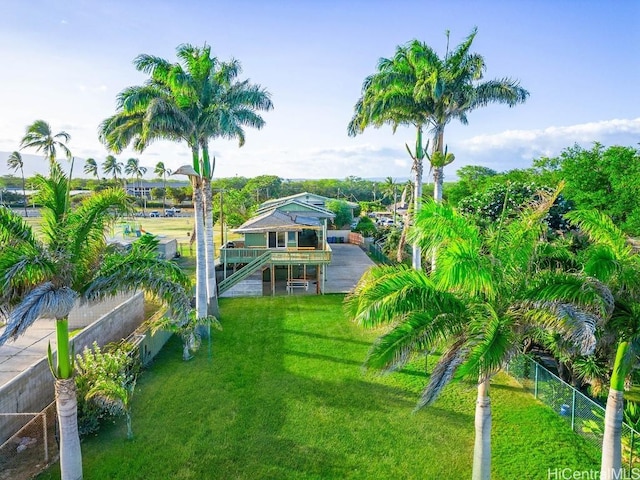 view of yard with fence