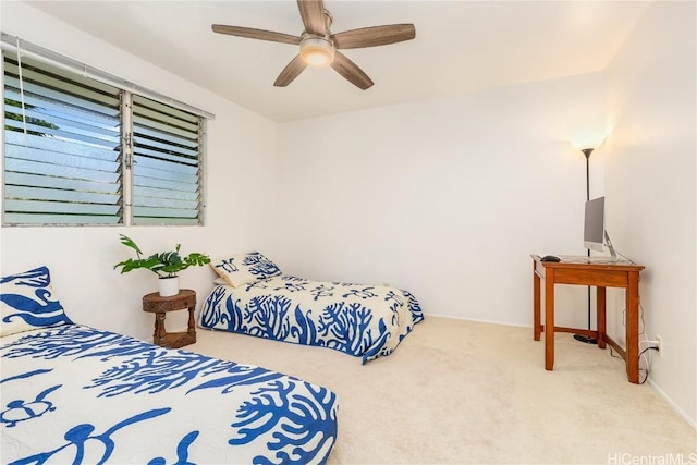 bedroom with carpet flooring and ceiling fan