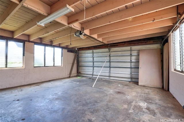 garage with a garage door opener