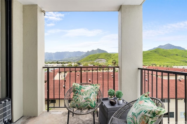 balcony with a mountain view