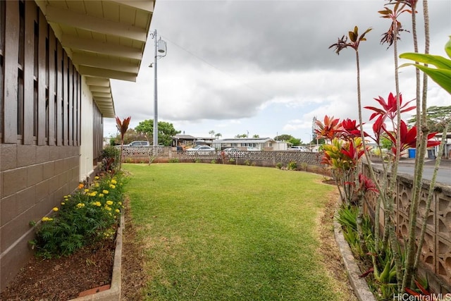 view of yard featuring fence