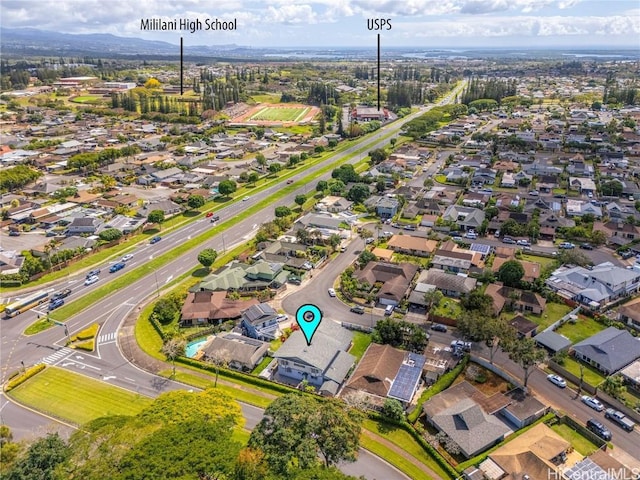 aerial view with a residential view