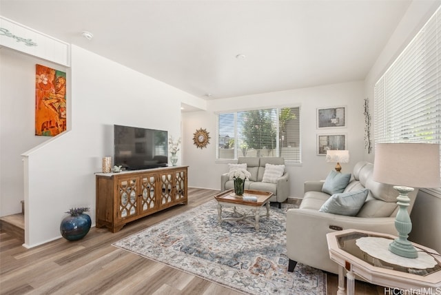 living room with wood finished floors