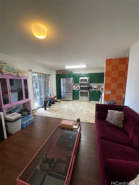 living area featuring wood finished floors