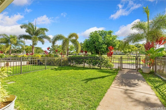 view of yard featuring a gate and fence