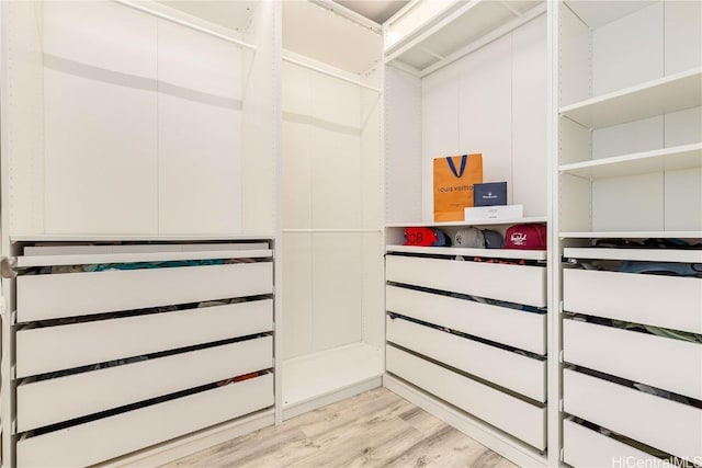 walk in closet featuring light wood-type flooring