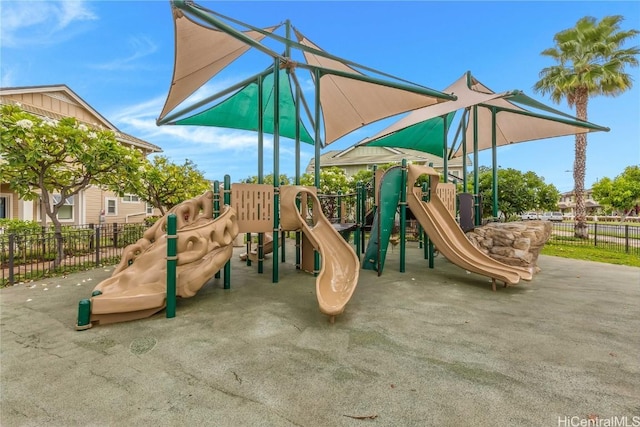 communal playground with fence