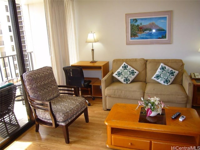 living area with wood finished floors and a wealth of natural light