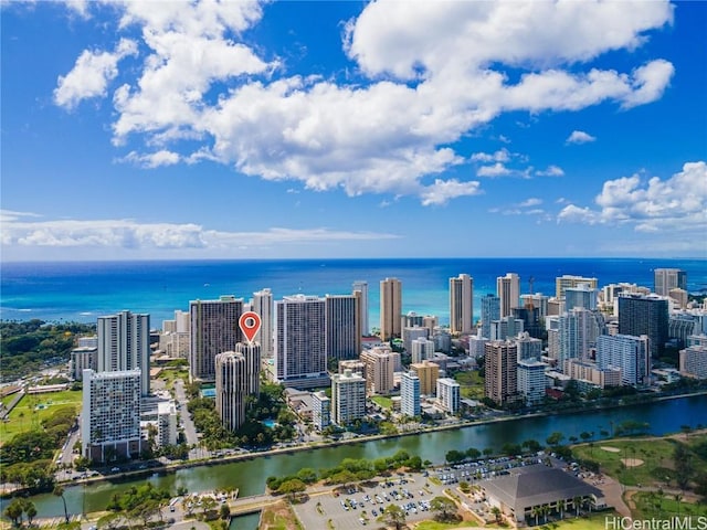 view of city featuring a water view