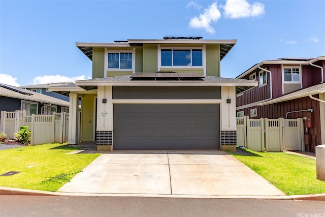 94-1251 Hale Halawai Dr Unit 6, Waipahu, HI 96797 - prairie-style house with a gate, a garage, solar panels, and concrete driveway