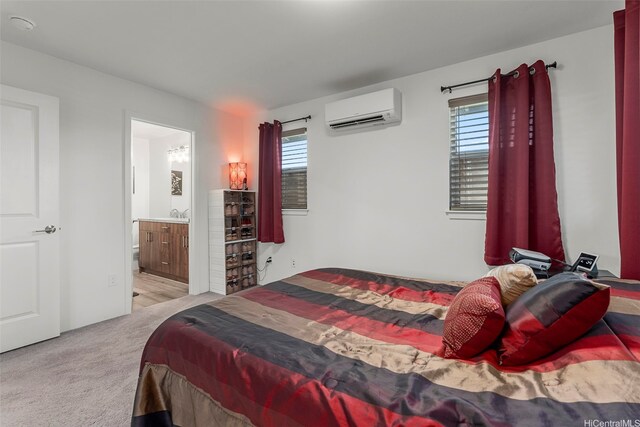 94-1251 Hale Halawai Dr Unit 6, Waipahu, HI 96797 - bedroom with a wall unit AC, carpet, and ensuite bathroom