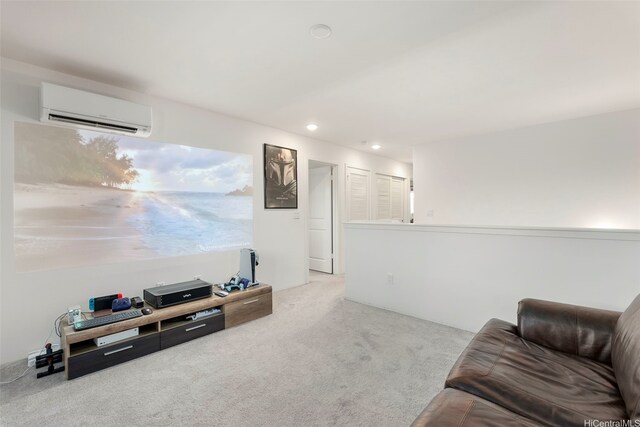 94-1251 Hale Halawai Dr Unit 6, Waipahu, HI 96797 - carpeted living room featuring a wall unit AC and recessed lighting