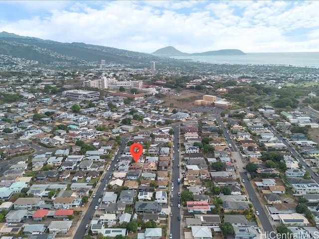 bird's eye view with a mountain view