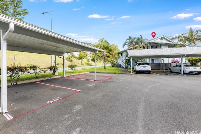 view of covered parking lot