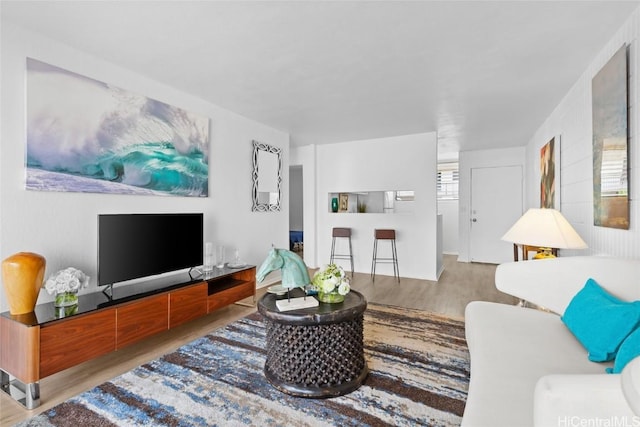 living area with wood finished floors