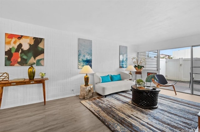 living area with wood finished floors