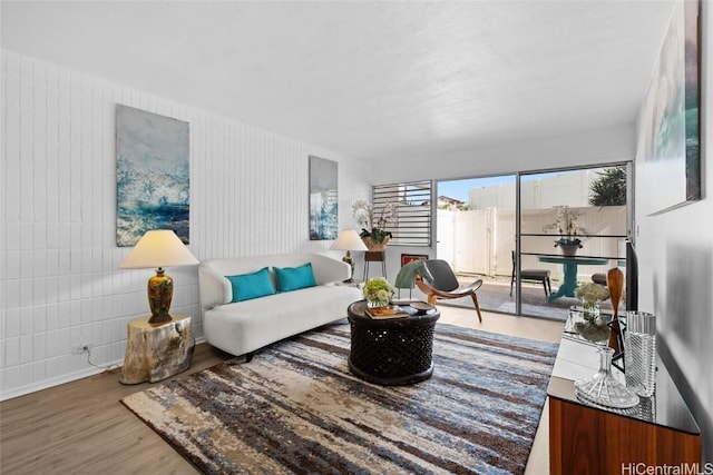 living room with wood finished floors