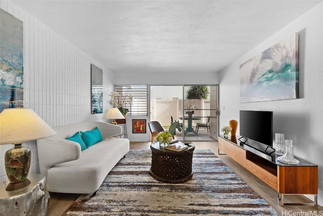 living area featuring wood finished floors