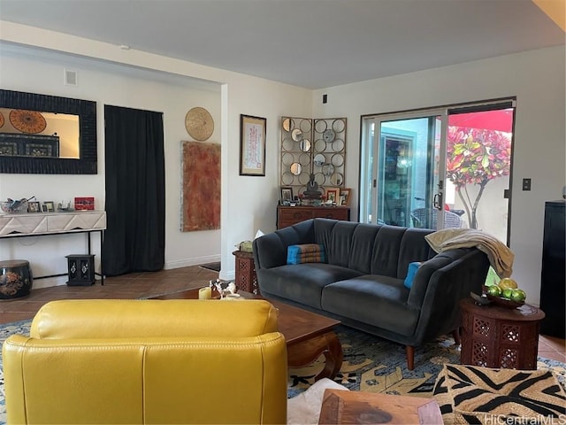 tiled living room with visible vents