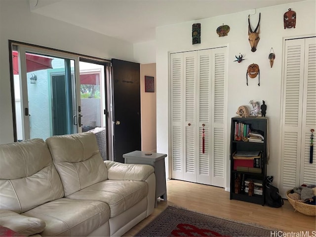 living area featuring wood finished floors