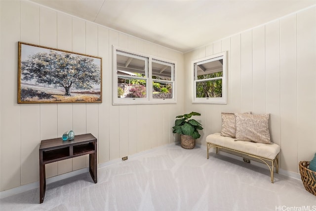 living area with carpet floors