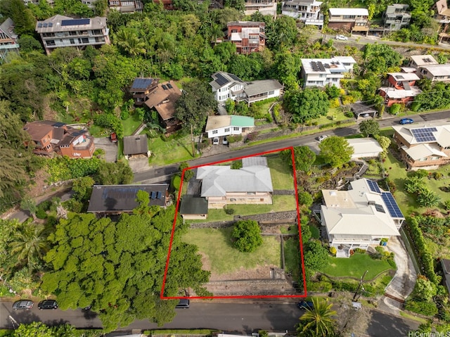 birds eye view of property with a residential view